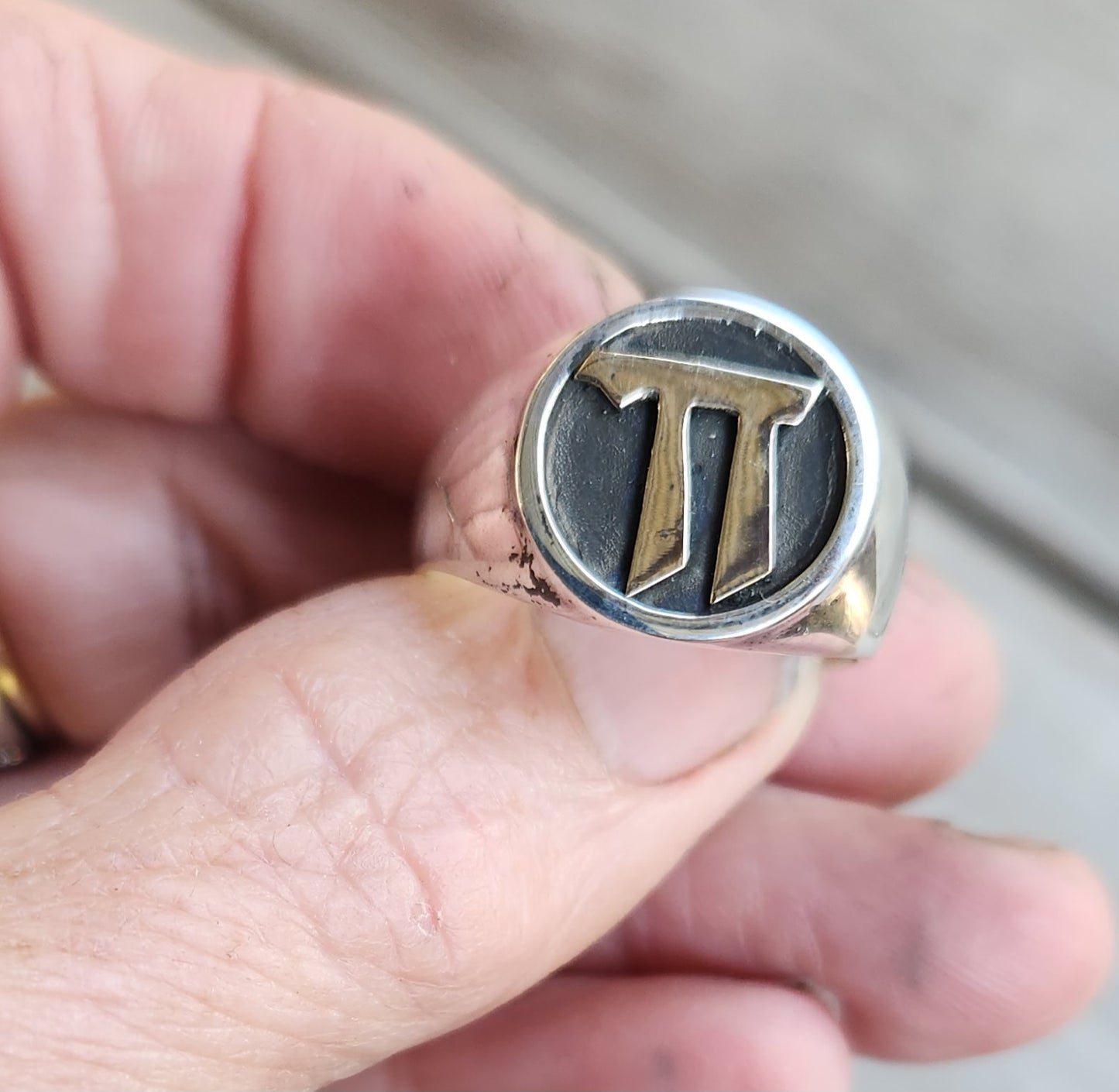 Gold chai signet ring 9k symbol on sterling silver band, Jewish "life"symbol,Hebrew vitality, good luck, spiritual, handmade