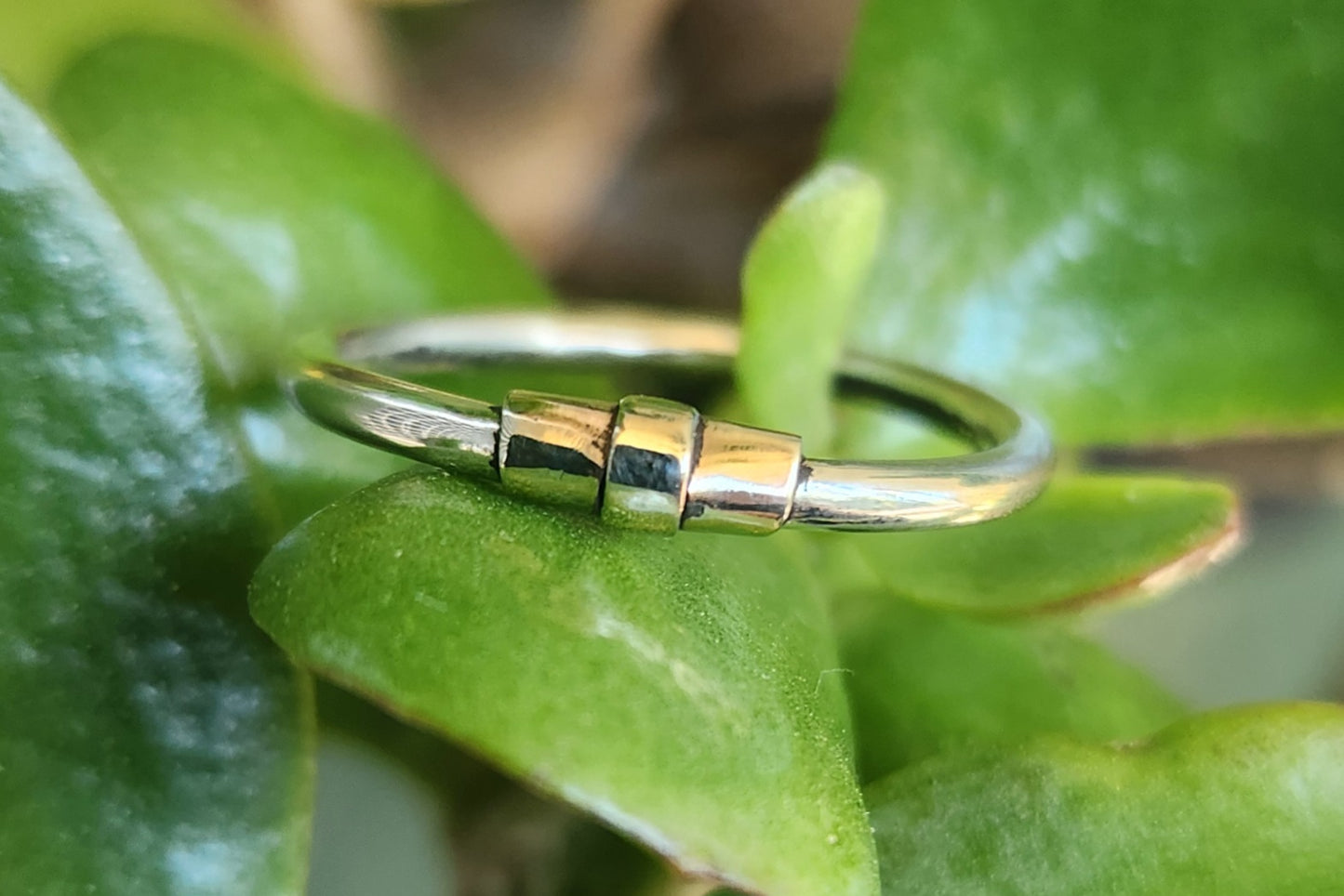 Two tone stacking ring,solid 9ct/9k gold and sterling silver,thin stacker ring,