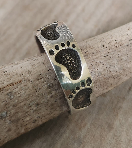 Footprint silver ring,925 sterling silver band