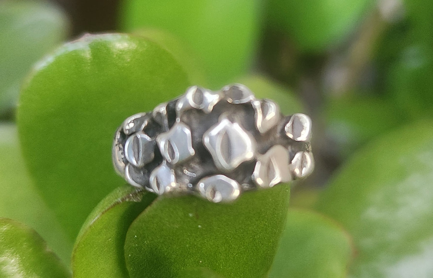 Small Nugget hammered ring,925 Sterling silver,rustic band