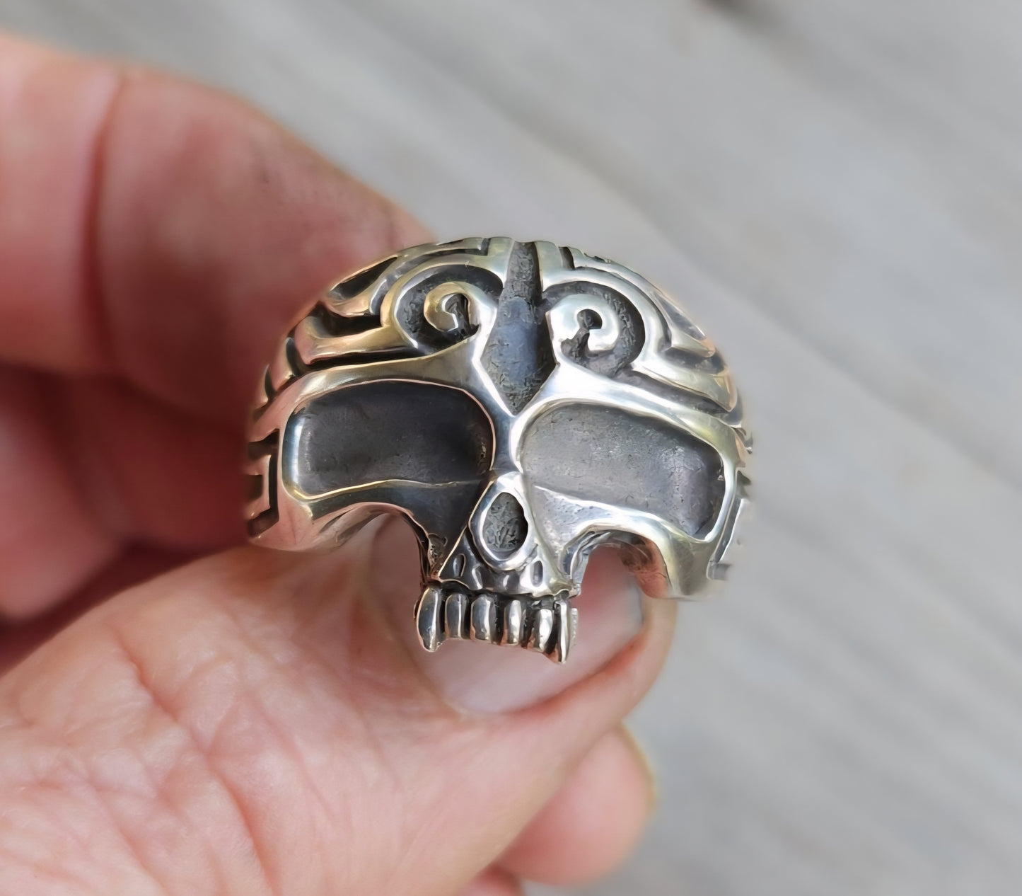 skull ring,925 sterling silver,tribal skull steampunk gothic punk, pirate,handmade,Celtic,skeleton,