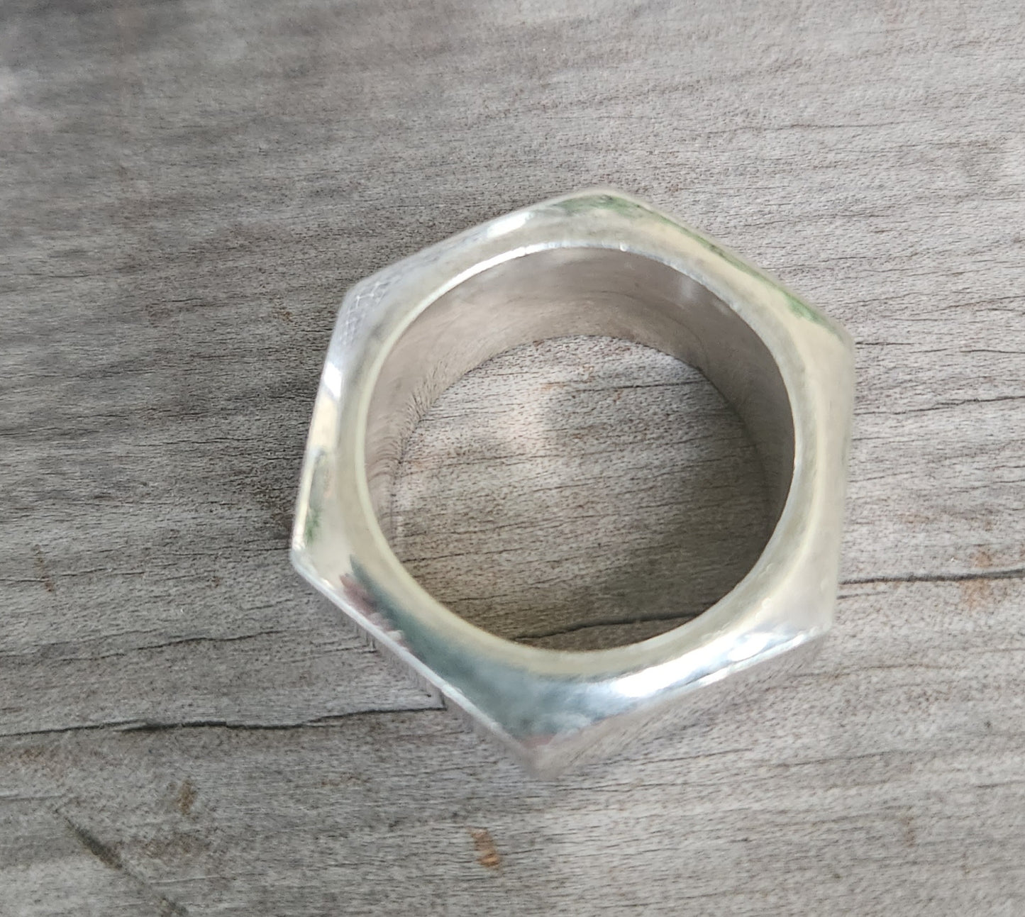 Hexagonal heavy band,solid sterling silver,30gms rustic nut  handmade ring,unisex  wedding ring,heavy band,industrial,