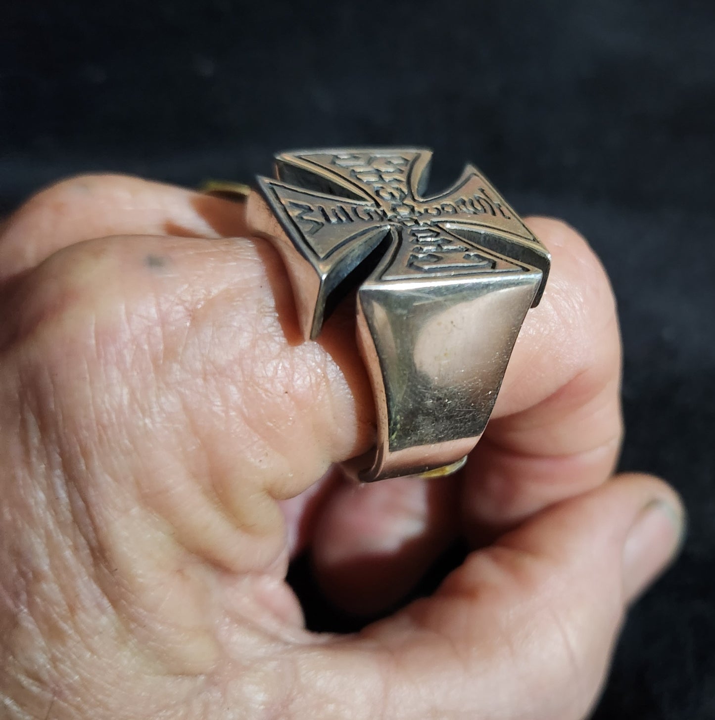 west coast cross choppers ring,925 sterling silver even sided cross, gothic,punk,large chunky mans Maltese cross ring,mens fashion,hot rod,rockabilly, biker,