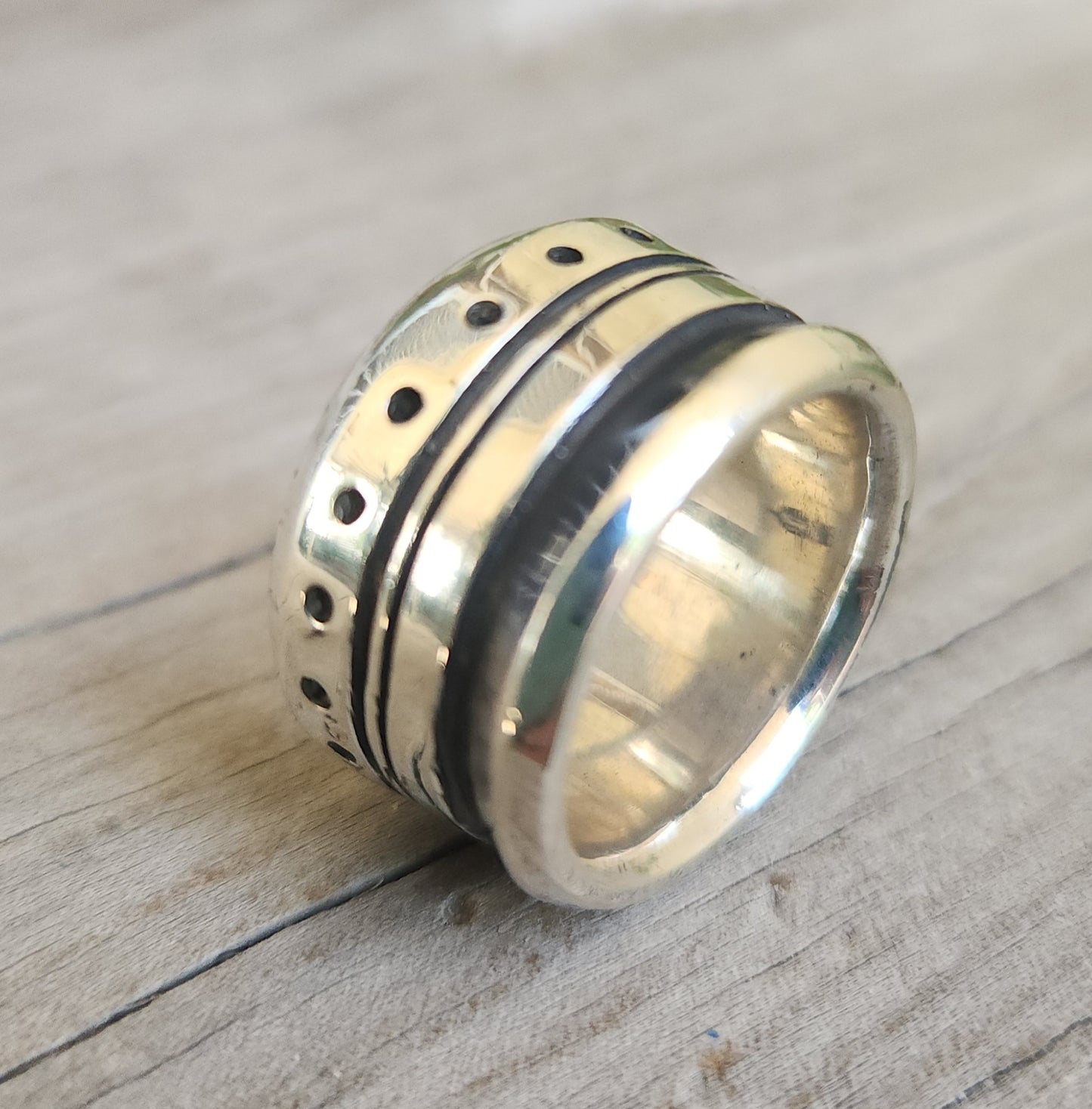 Heavy 16mm wide solid ring,925 sterling silver modern industrial band,handmade,rustic