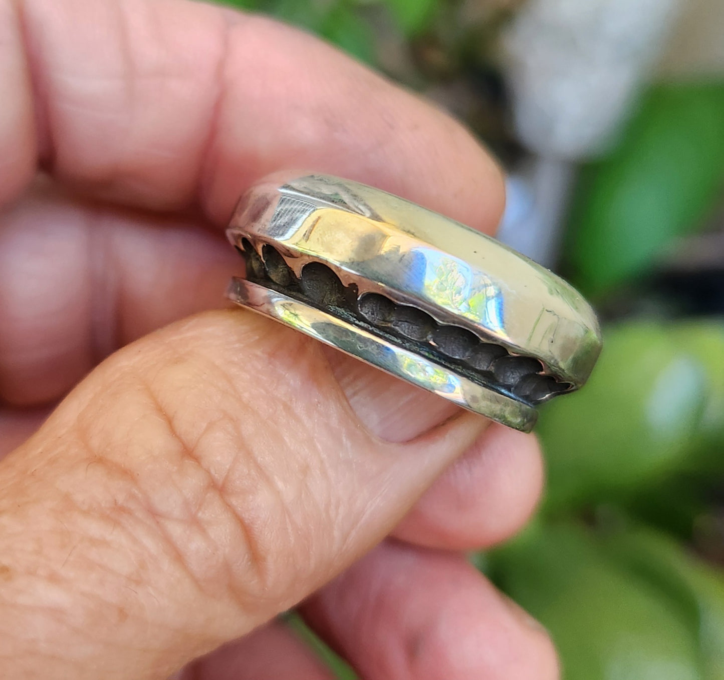 Heavy wide band, nugget,925 sterling silver,handmade,11 mm  hammered,rustic,industrial,steampunk wedding, dress ring