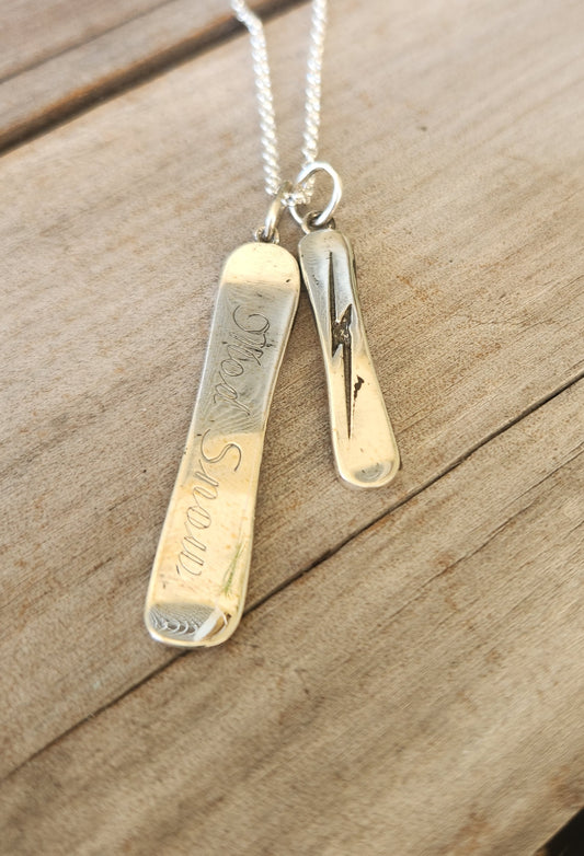 Snowboard ski pendant,925 sterling silver,mode snow jewelry,handmade