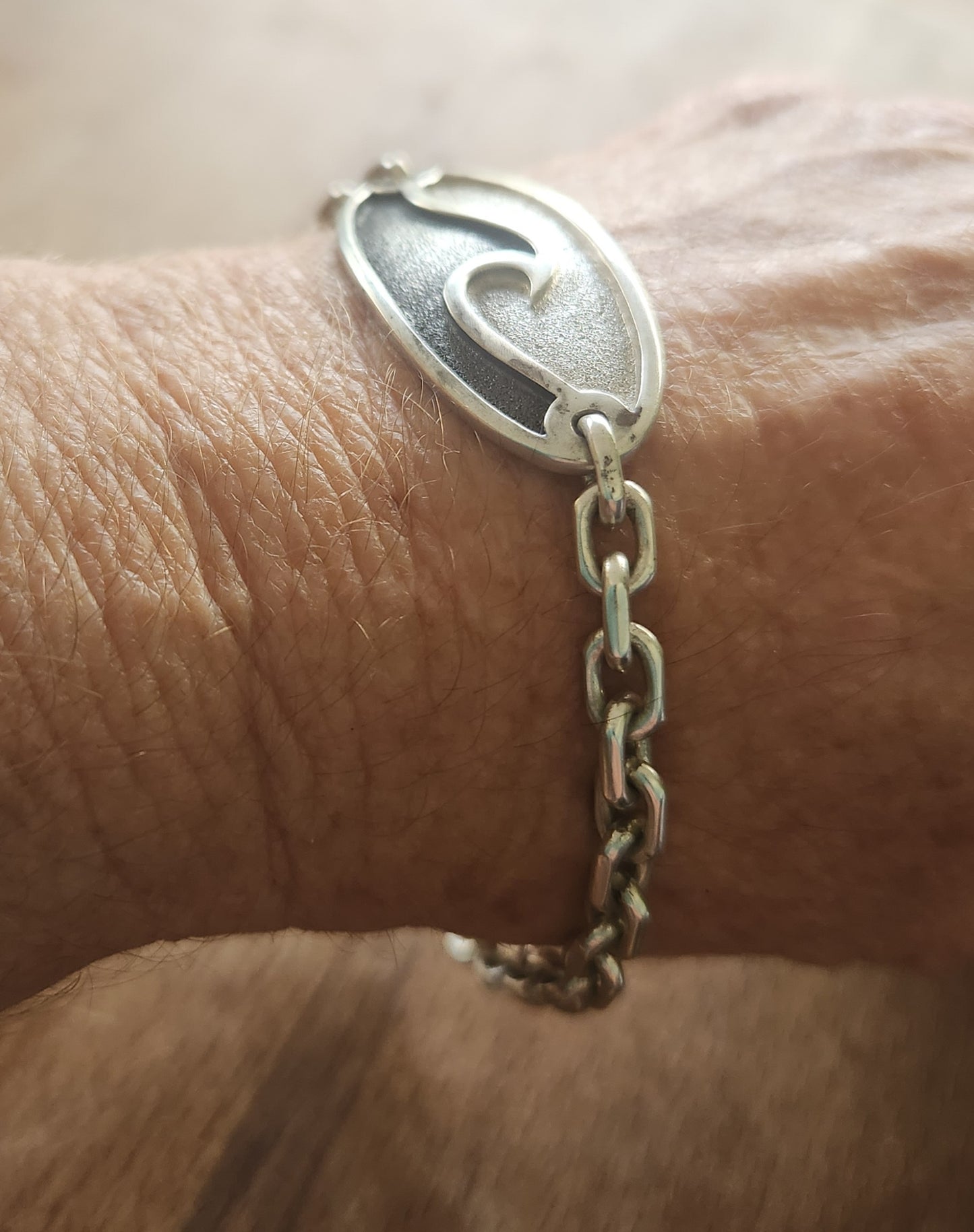 Wave surf chain bracelet,925 sterling silver,handmade,fisherman,marine ocean jewelry