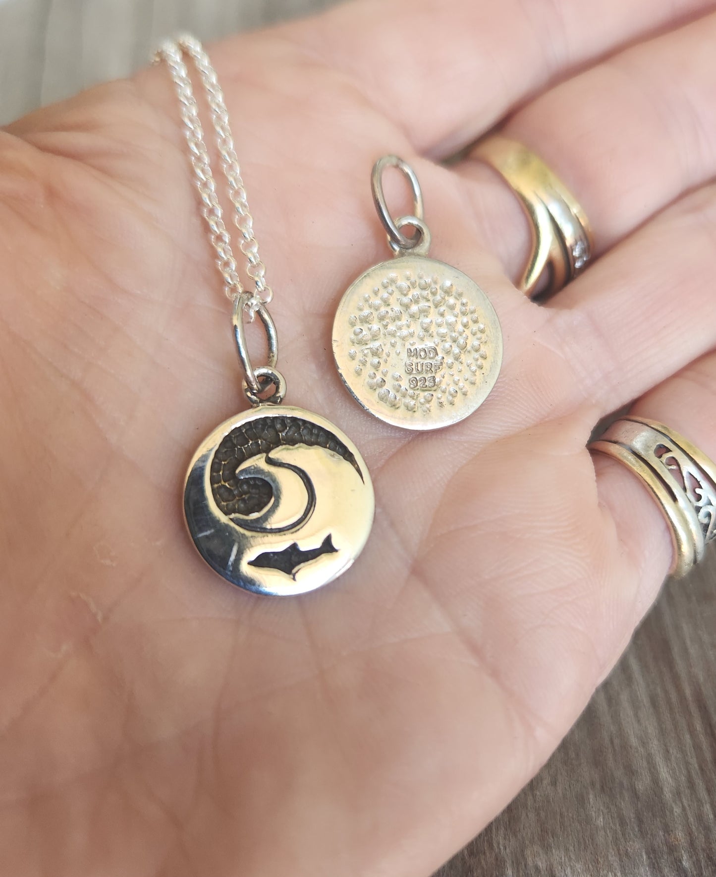 Wave pendant,925 sterling silver medallion,fishing,dolphin, diver,,surf pendant,sailor,sea, wave,surfer,surf,beach jewelry,handmade,