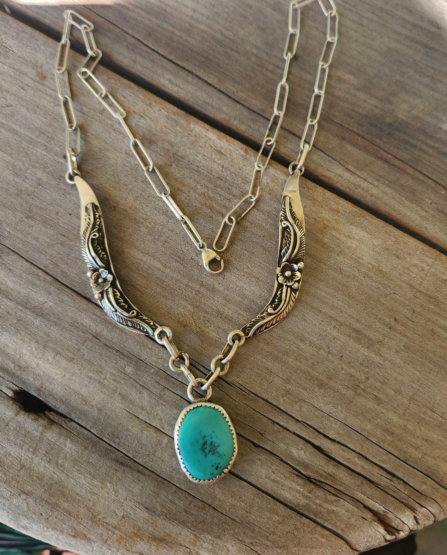 Turquoise Navajo necklace,925 sterling silver, vintage Navajo Indian and new
