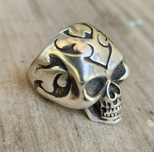 skull ring,925 sterling silver,tibal skull steampunk gothic punk, pirate,handmade,Celtic,skeleton,