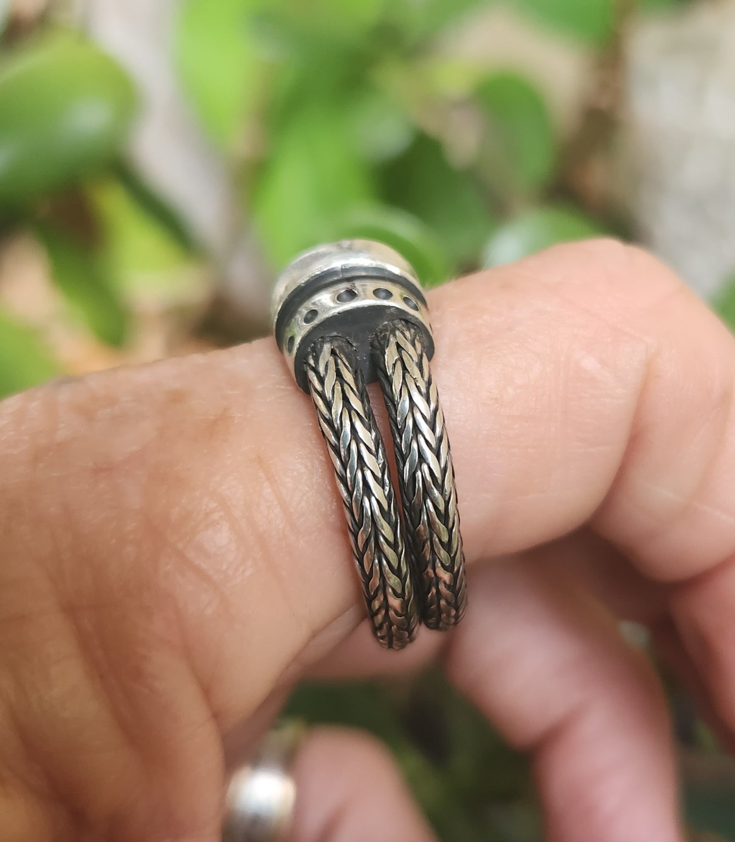 chain ring,925 sterling silver,Foxtail  handmade,rustic,steampunk,industrial,wedding ring,dress ring,