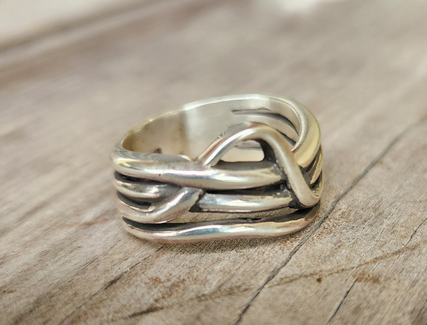 Heavy silver ring,925 sterling silver,10mm wide 4 band,