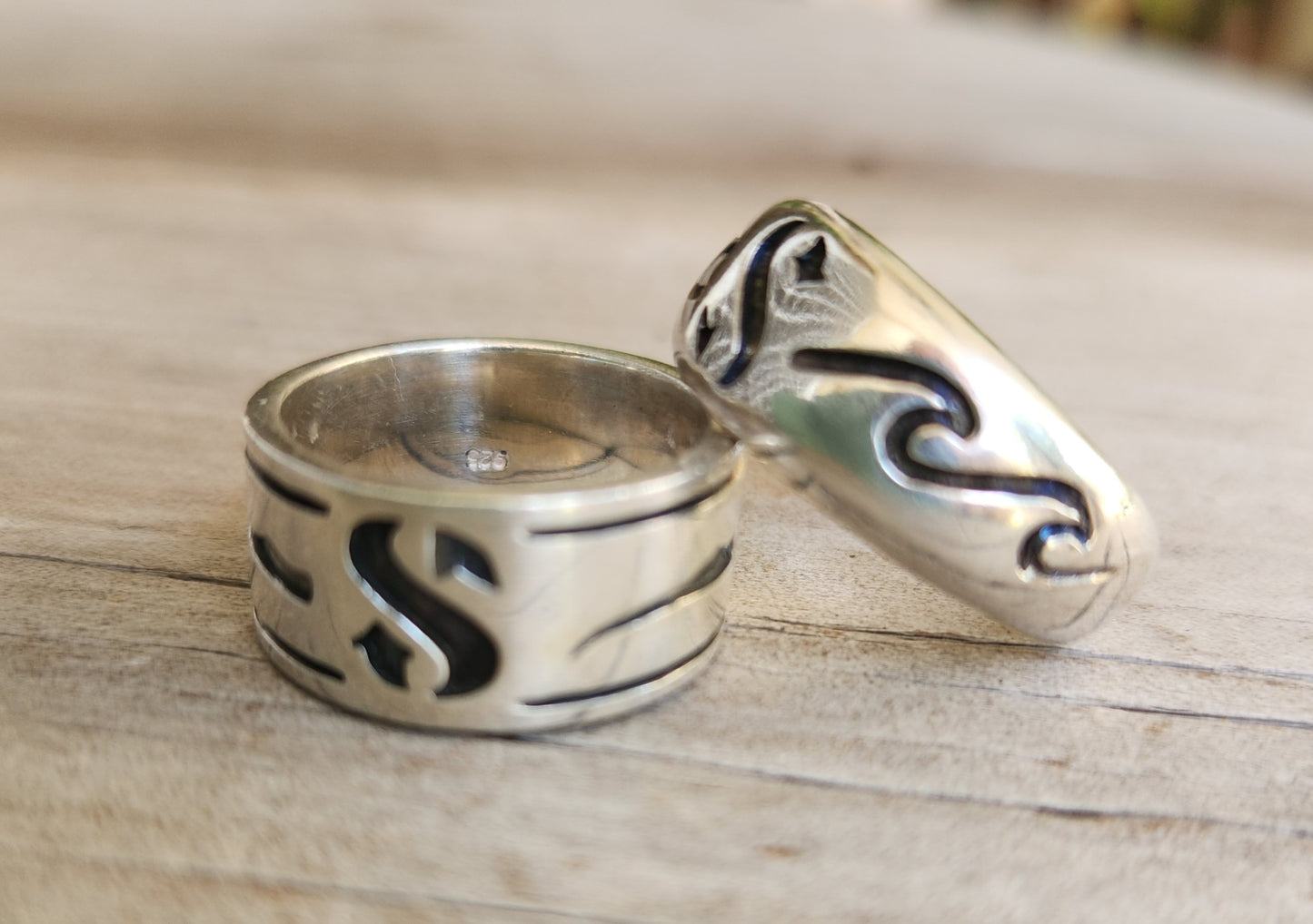 Snorkling diving ring,925 sterling silver, S band with flippers,fins,ocean jewelry,