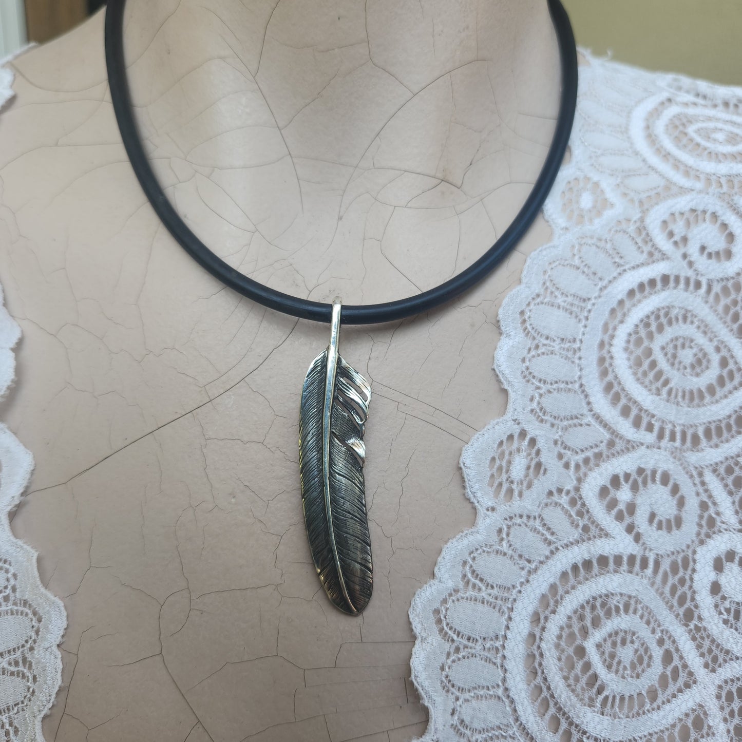 Large feather pendant,925 sterling silver,eagle feather,indian,gypsy,hippy,boho,long necklace