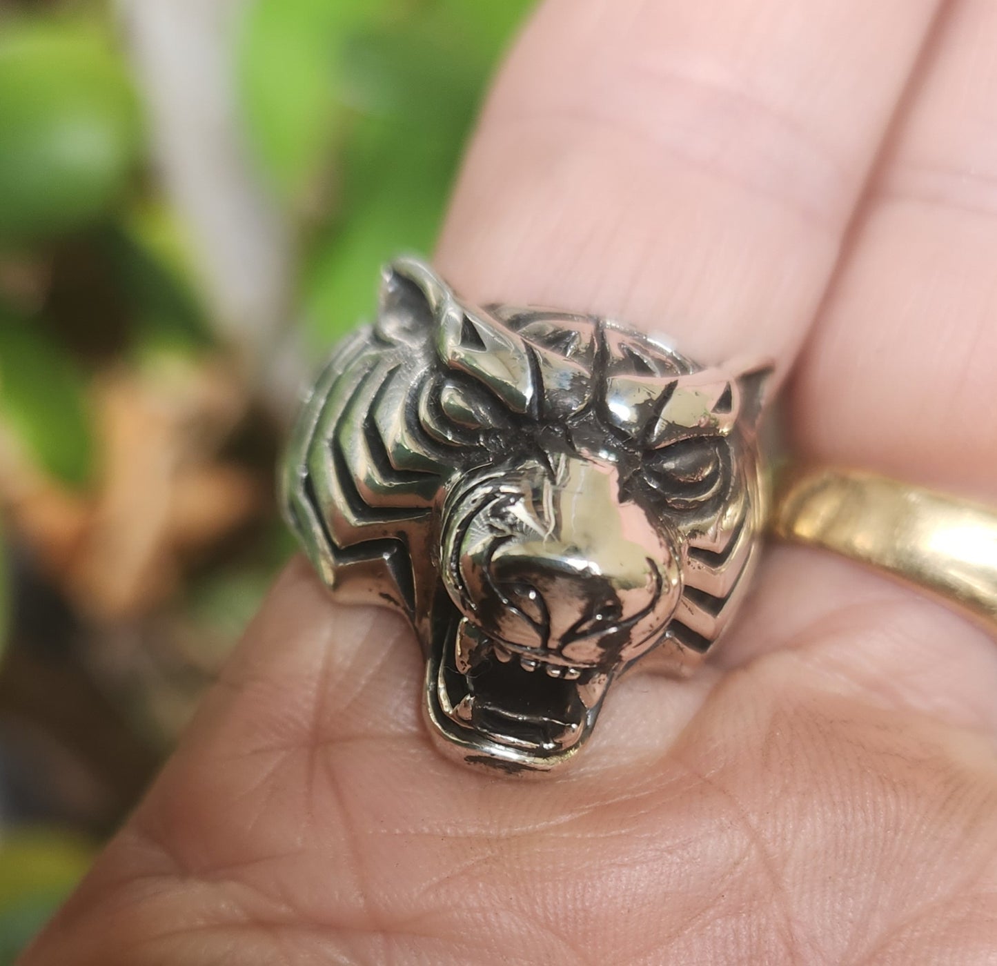 tiger ring,925 sterling silver,Large tiger,rockabilly,chunky ring,