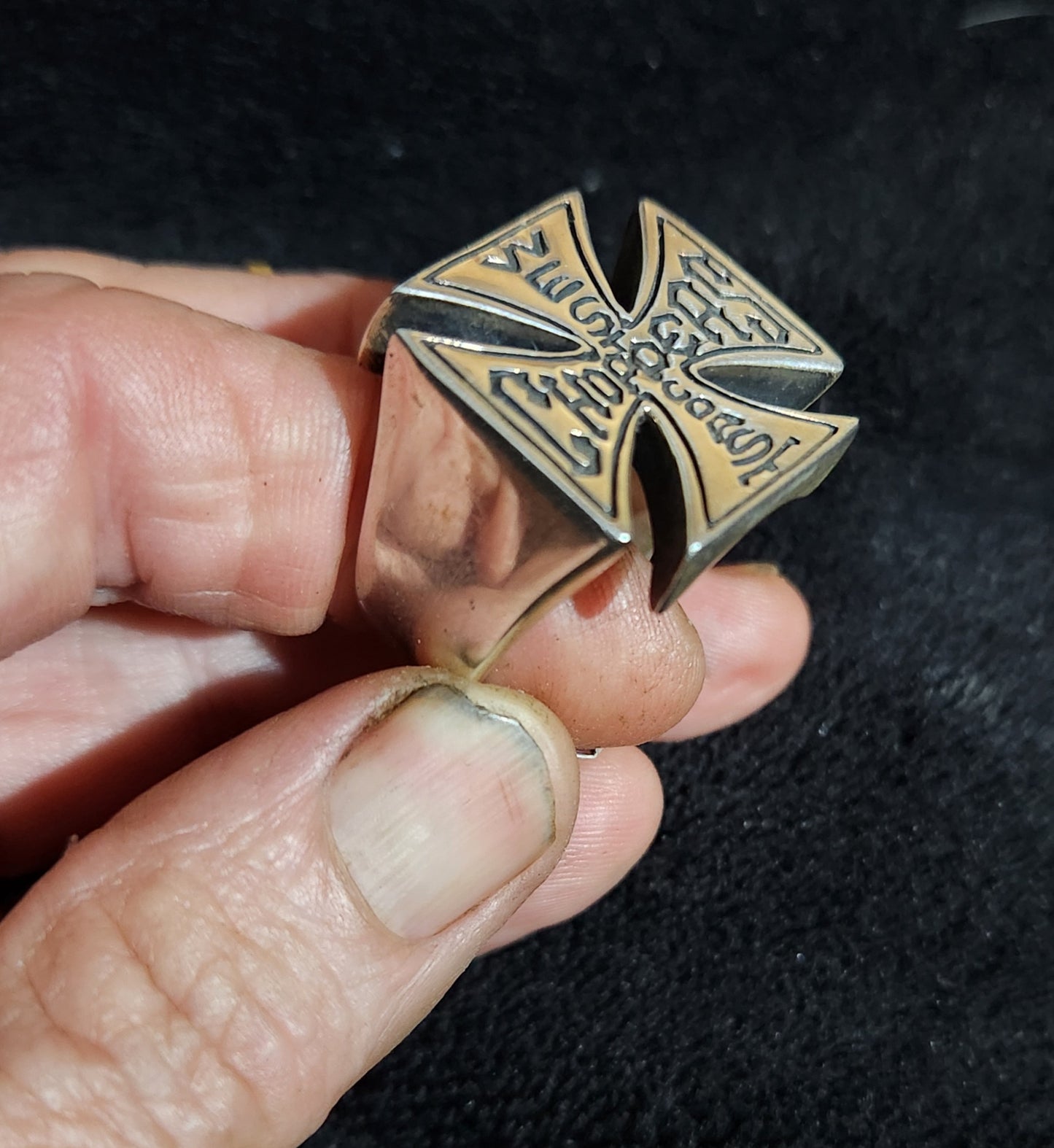 west coast cross choppers ring,925 sterling silver even sided cross, gothic,punk,large chunky mans Maltese cross ring,mens fashion,hot rod,rockabilly, biker,