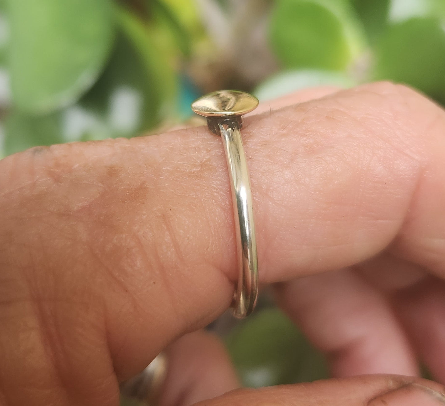 9k ,silver Two tone ring,solid 9ct/9k gold top and sterling silver,2mm band,