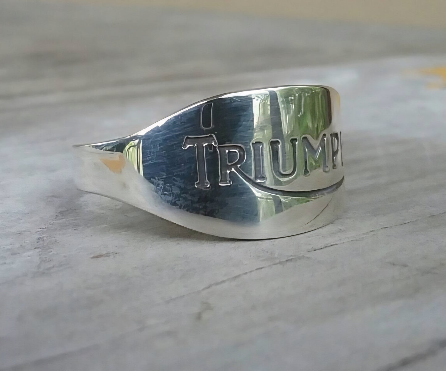 Triumph band,925 sterling silver,motorcycle, biker wedding ring,unisex silver band