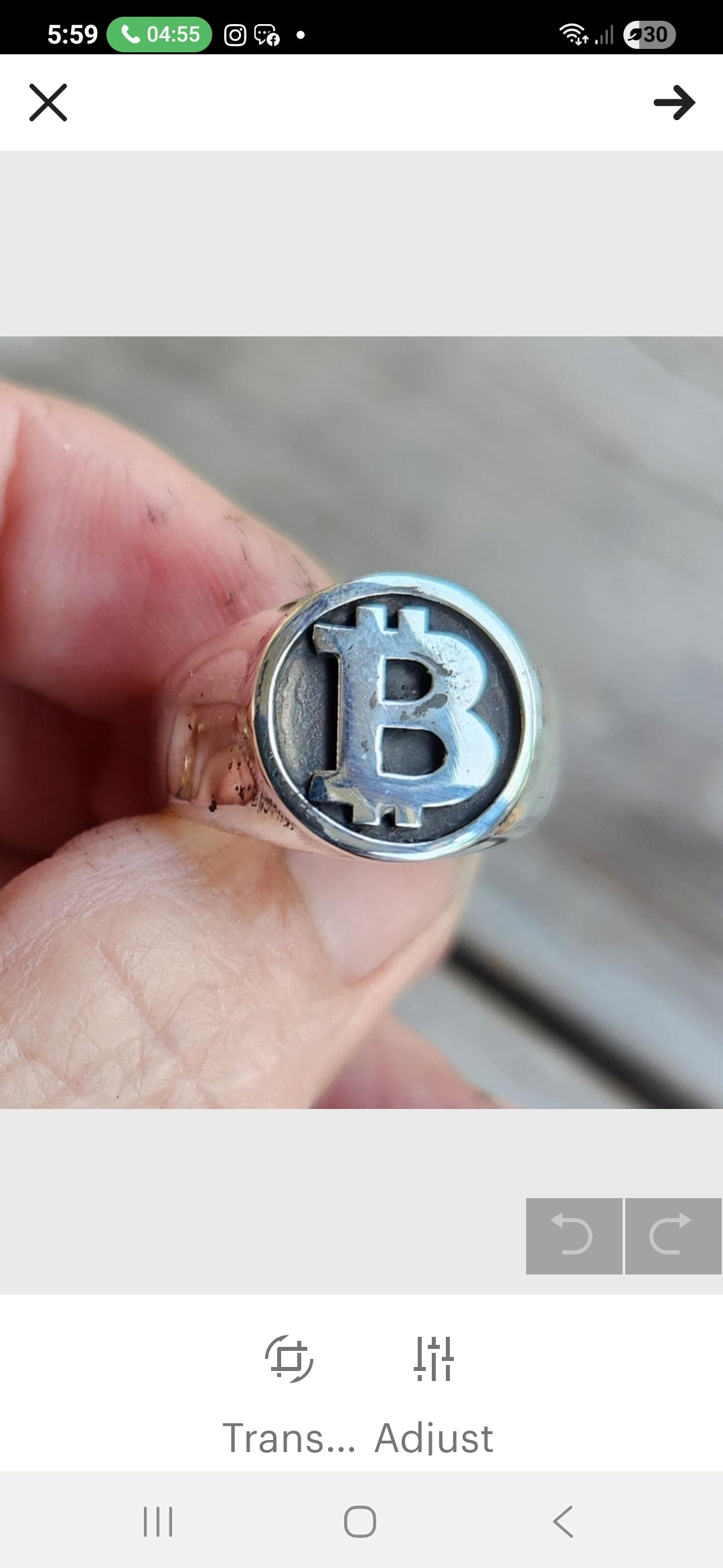 Bitcoin ring,925  sterling silver,solid signet, unisex ring