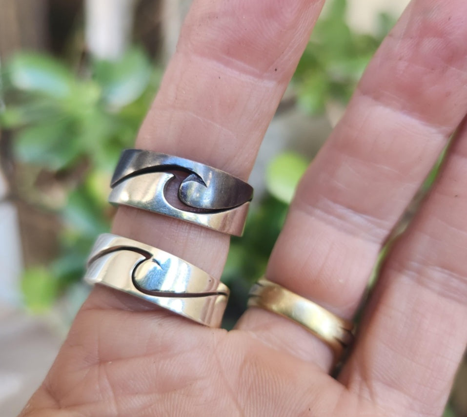 Wave Surf puzzel ring,925 sterling silver,ocean sea wedding ring