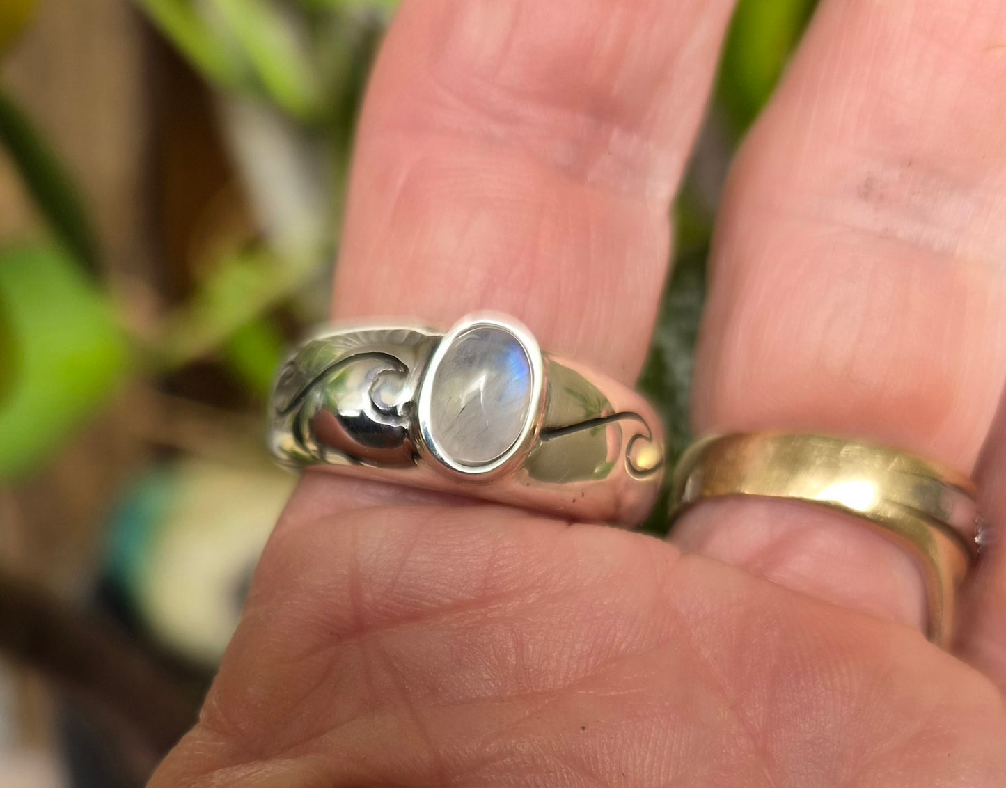 Onyx wave ring,925 sterling silver,sailor surf,surfer,ocean jewelry,snorkel