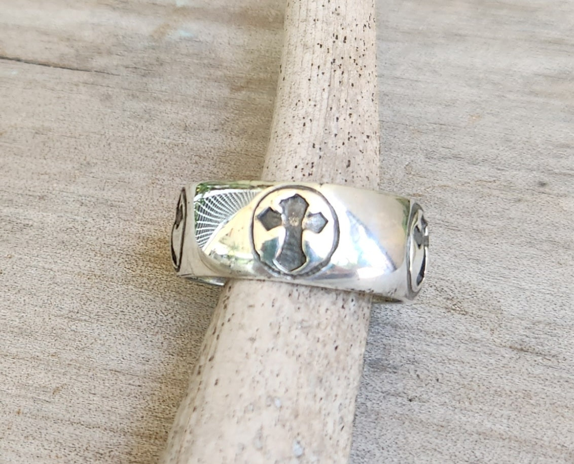 Gothic cross ring,925 sterling silver,wedding band, steampunk gothic punk sterling silver ring