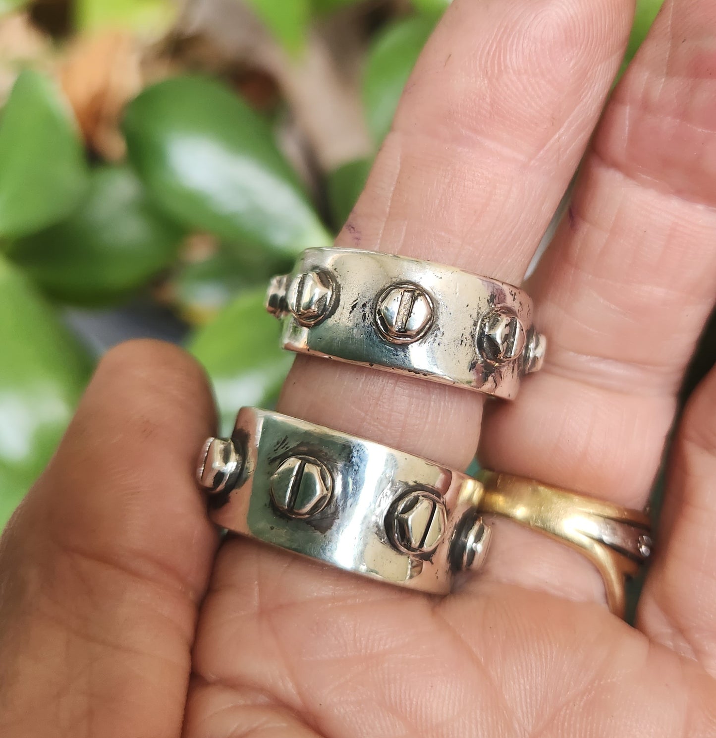 Rustic mechanic screw ring,925 solid sterling silver,16 gms industrial,chunky ring,mechanic, nugget,men's fashion,steampunk,handmade,rockabilly,hipster