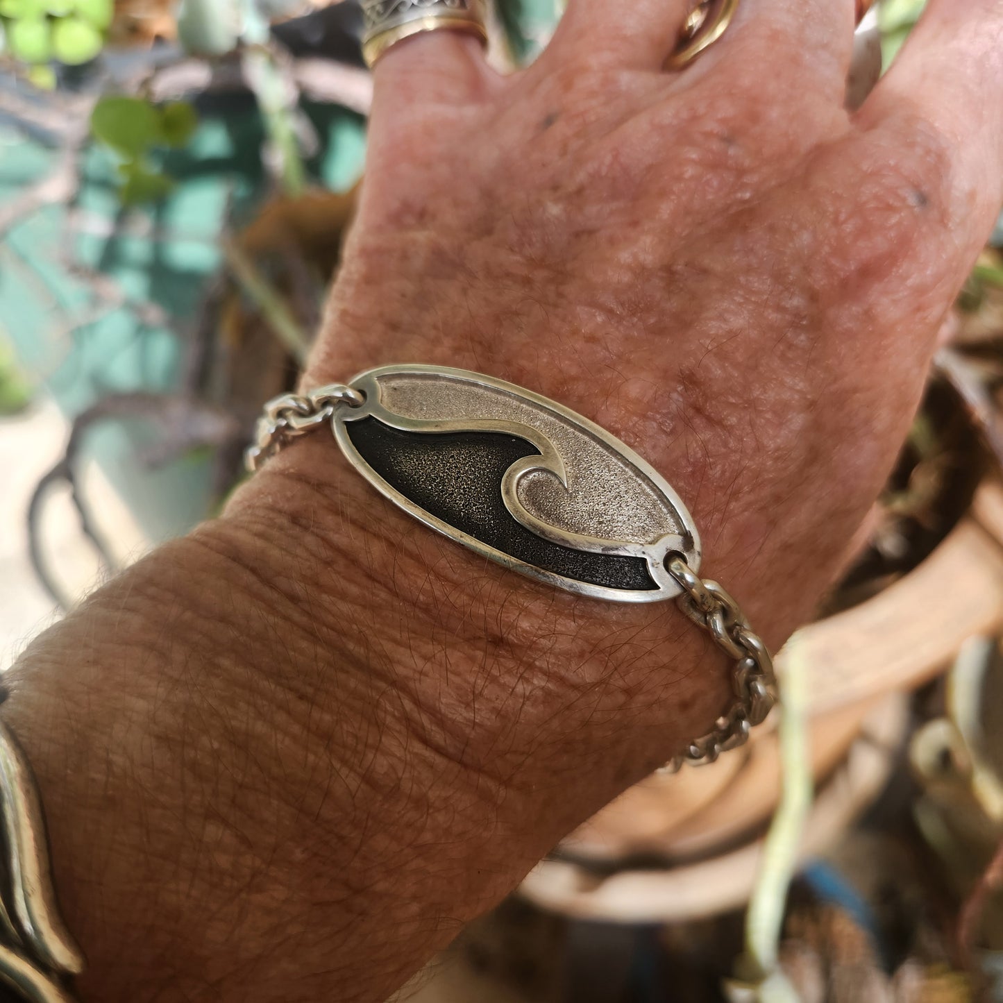 Wave surf chain bracelet,925 sterling silver,handmade,fisherman,marine ocean jewelry
