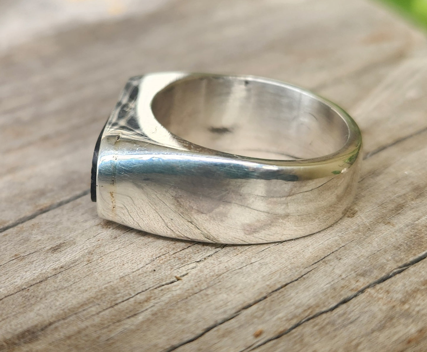 Large Rectangle ring,black acyrlic ring,sterling silver,chunky,handmade,Micheal Hutchence inxs