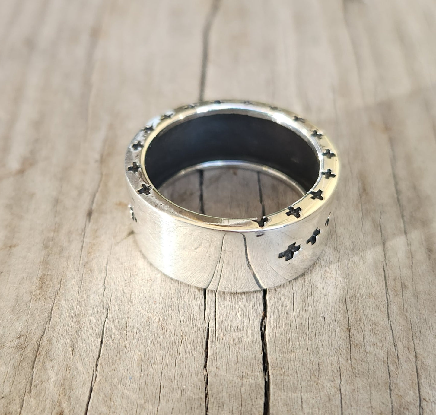Silver cross ring,925  sterling silver, 10mm wide band even sided cross ring,unisex wedding band, steampunk gothic punk