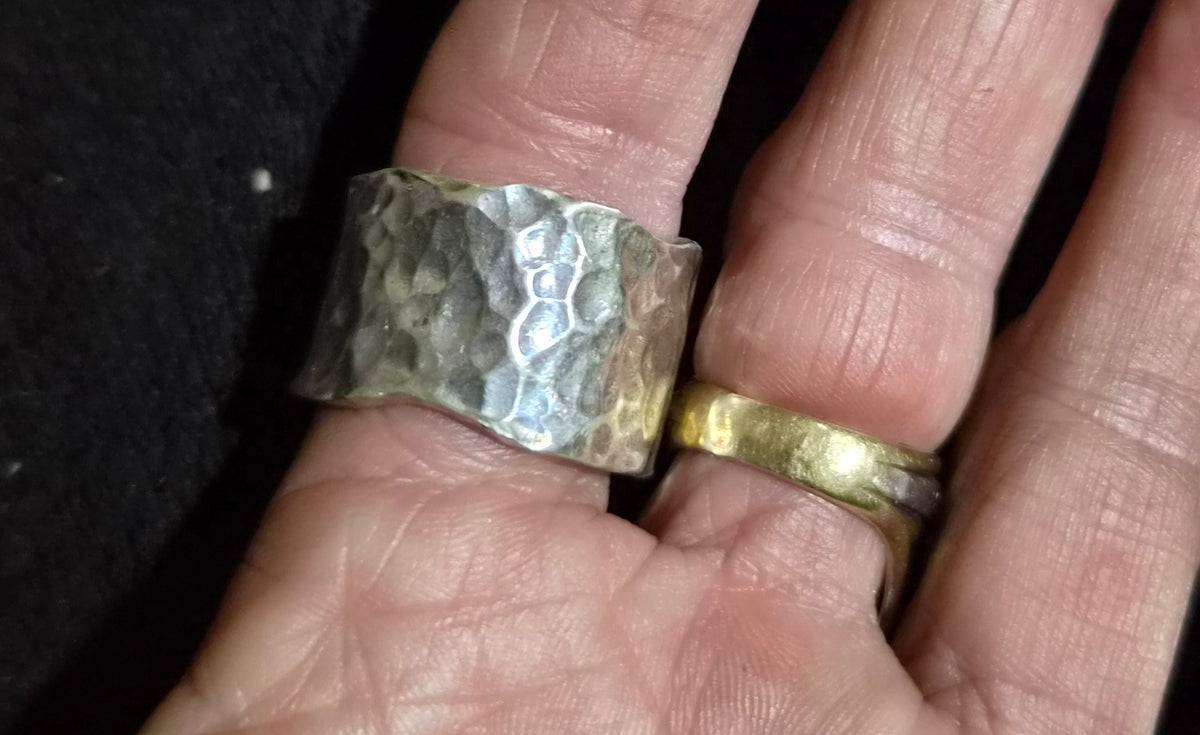 Wide silver hammered ring,15mm 925 sterling silver,rustic handmade wedding ring