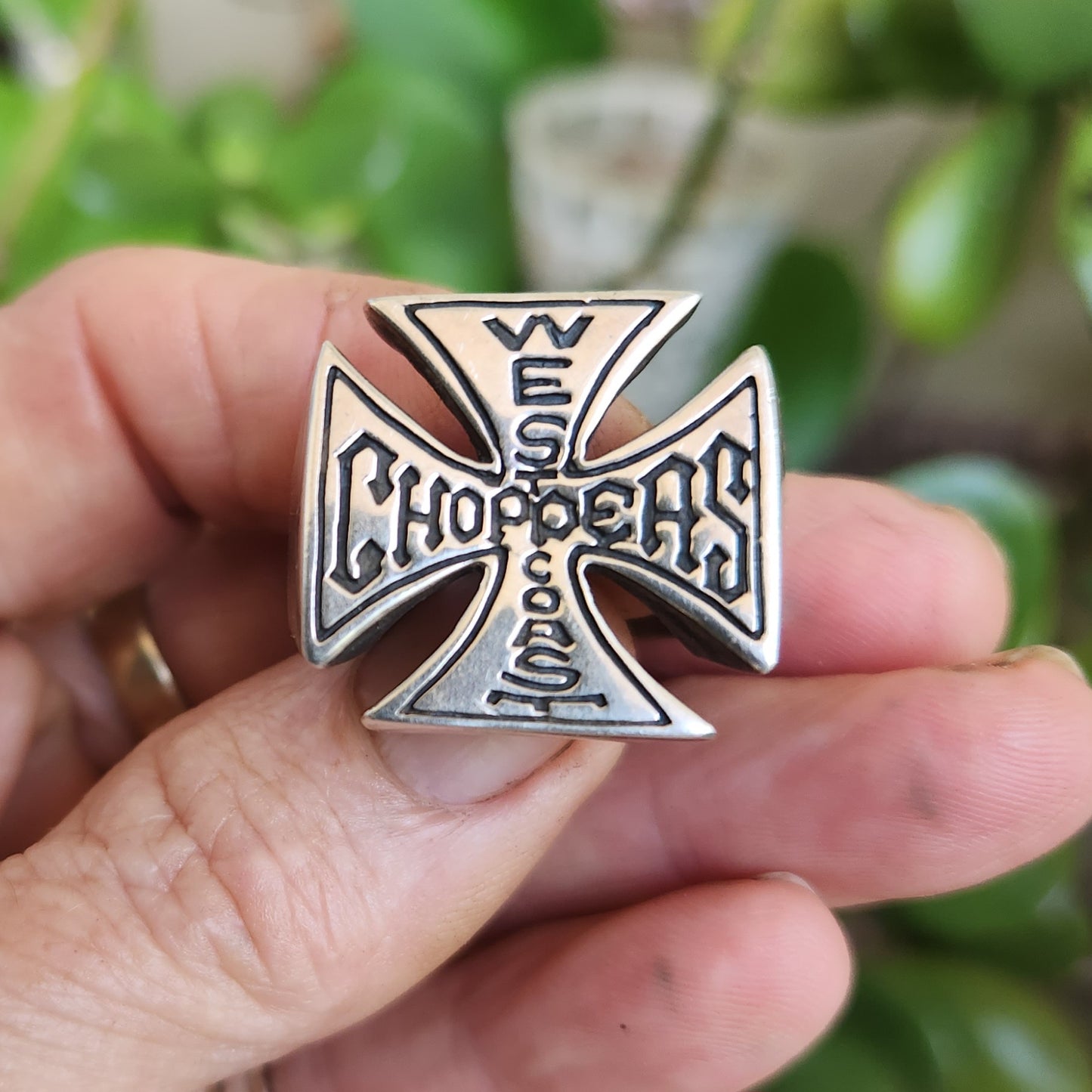 west coast cross choppers ring,925 sterling silver even sided cross, gothic,punk,large chunky mans Maltese cross ring,mens fashion,hot rod,rockabilly, biker,