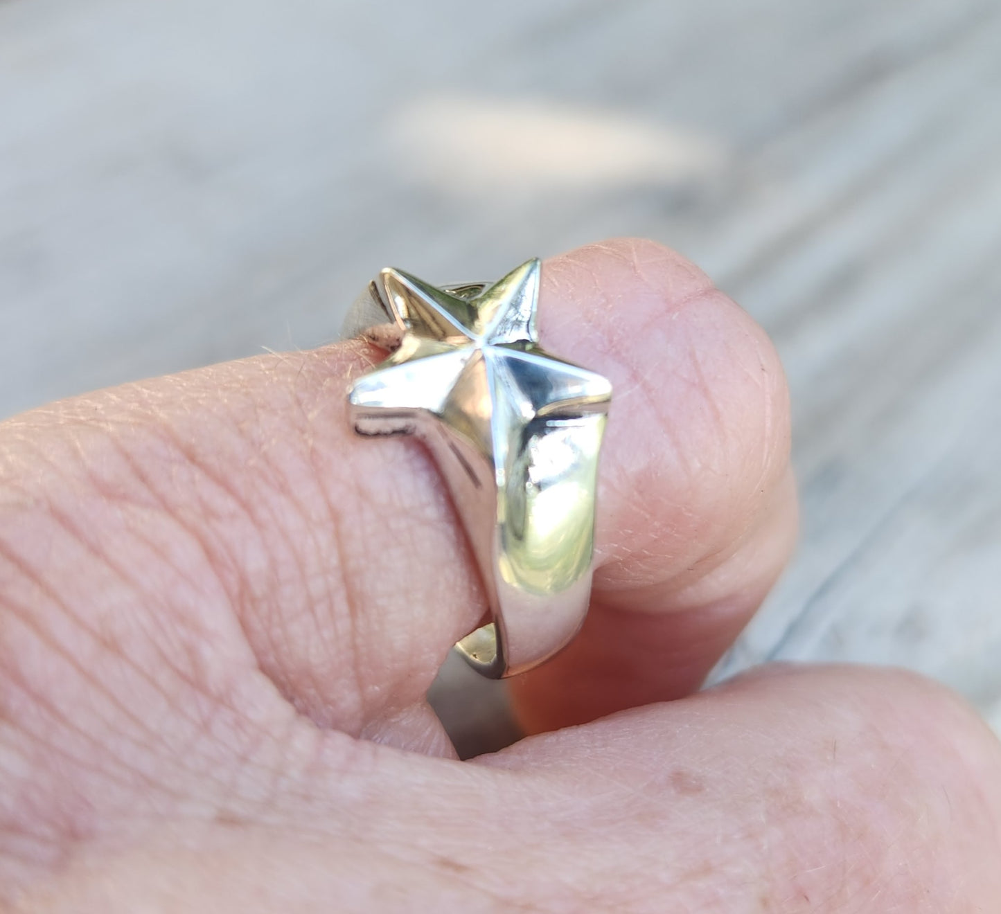 Small caltex star ring,sterling silver, 925 pinkie ring