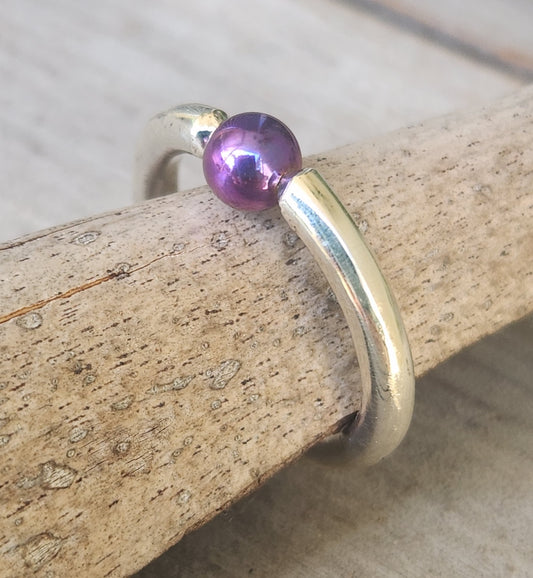 Silver ball ring,925 sterling silver,titanium ball ,3mm halo ring,chunky band,handmade,boho,goddess,round wedding bands,thick silver rings,