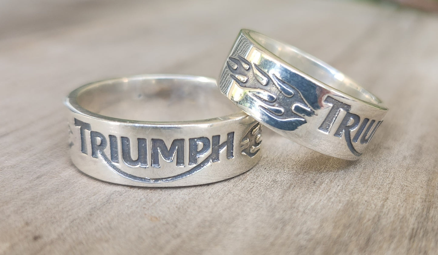 Triumph band,925 sterling silver,motorcycle, biker wedding ring,unisex silver band