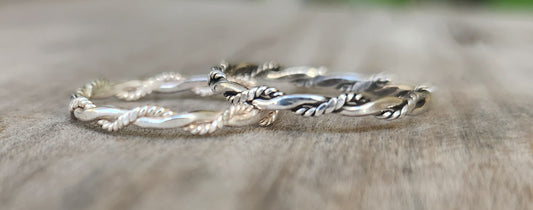 Stacker ring,Twisted flat wire band,925 Sterling silver,woven fine,boho,thin silver ring,pinkie wire ring