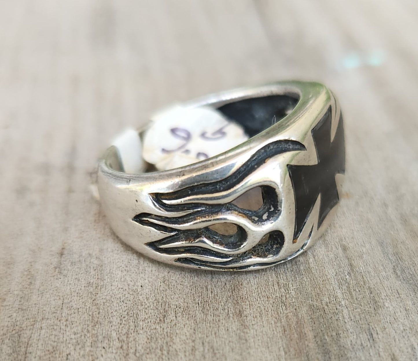 Black maltese cross ring,925 sterling silver,flame ring,steampunk,cross,gothic,punk,men's fashion,Celtic cross,chunky ring,knights templar