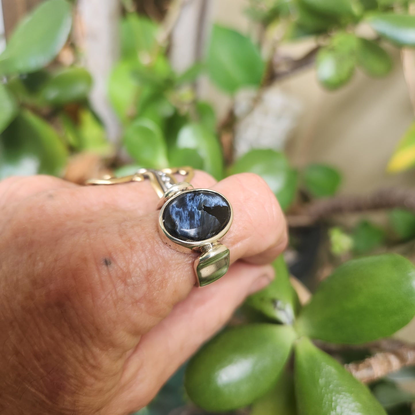 Pietersite ring,925 sterling silver,blue grey stone,mens ring,wedding dress ring, gemstone ring,unisex