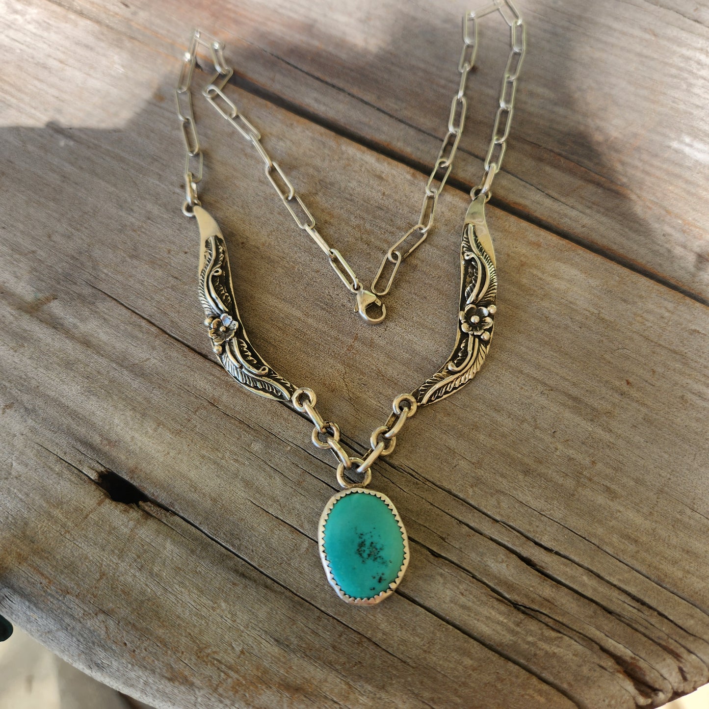 Turquoise Navajo necklace,925 sterling silver, vintage Navajo Indian and new