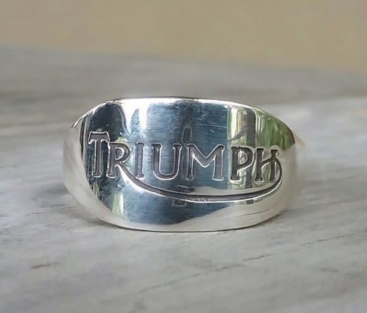 Triumph band,925 sterling silver,motorcycle, biker wedding ring,unisex silver band