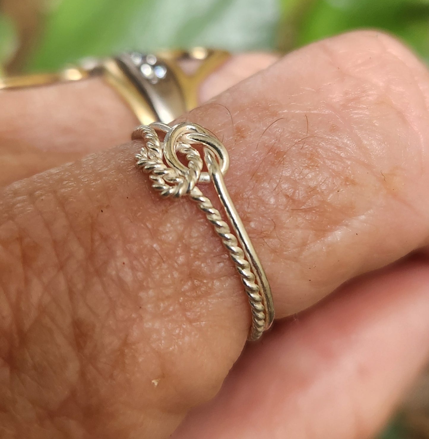 Small Knot ring,Double love knot,925 sterling silver,dainty,fine twisted knot,handmade,