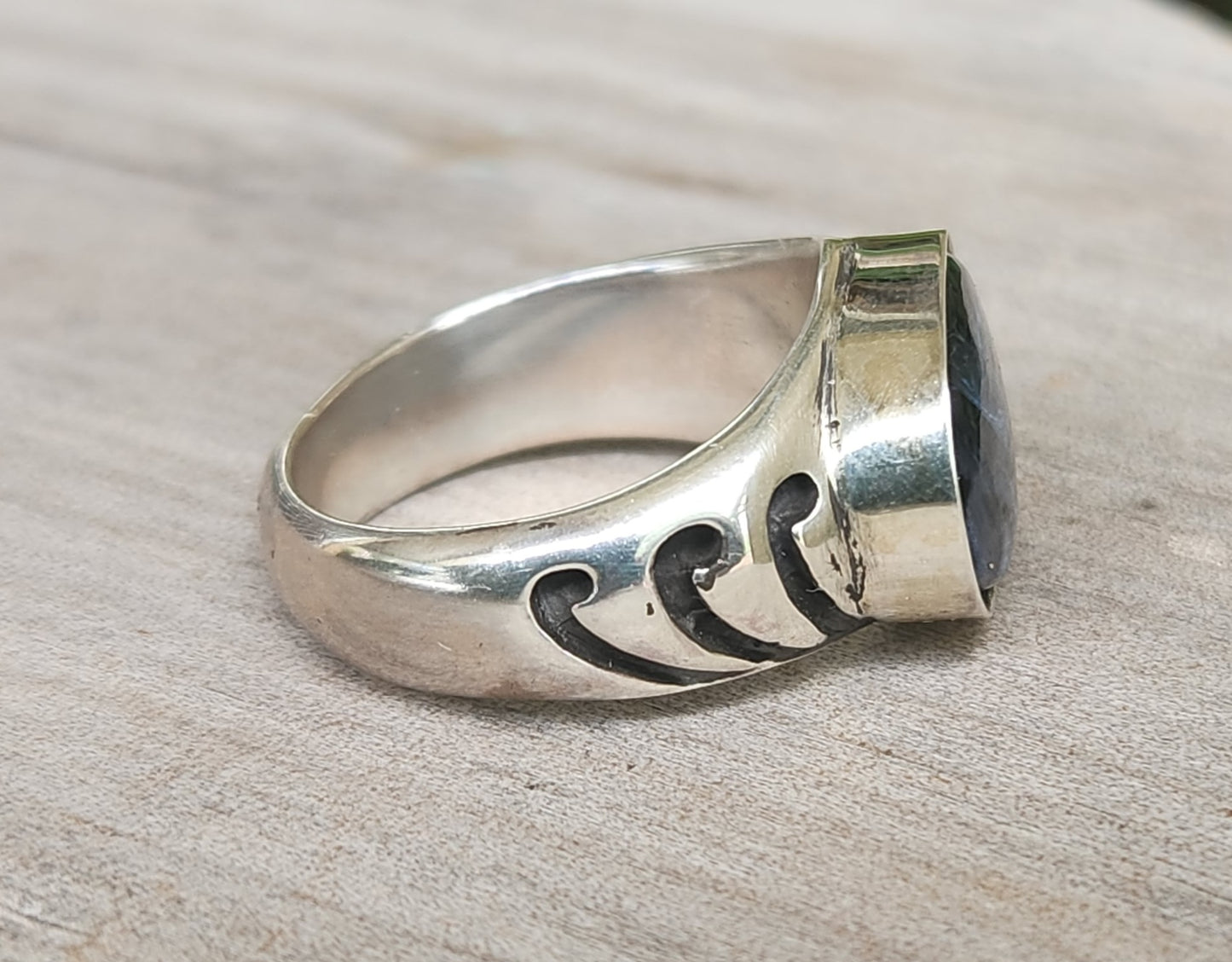 Pietersite ring,925 sterling silver,blue grey stone,mens ring,wedding dress ring, gemstone ring,unisex