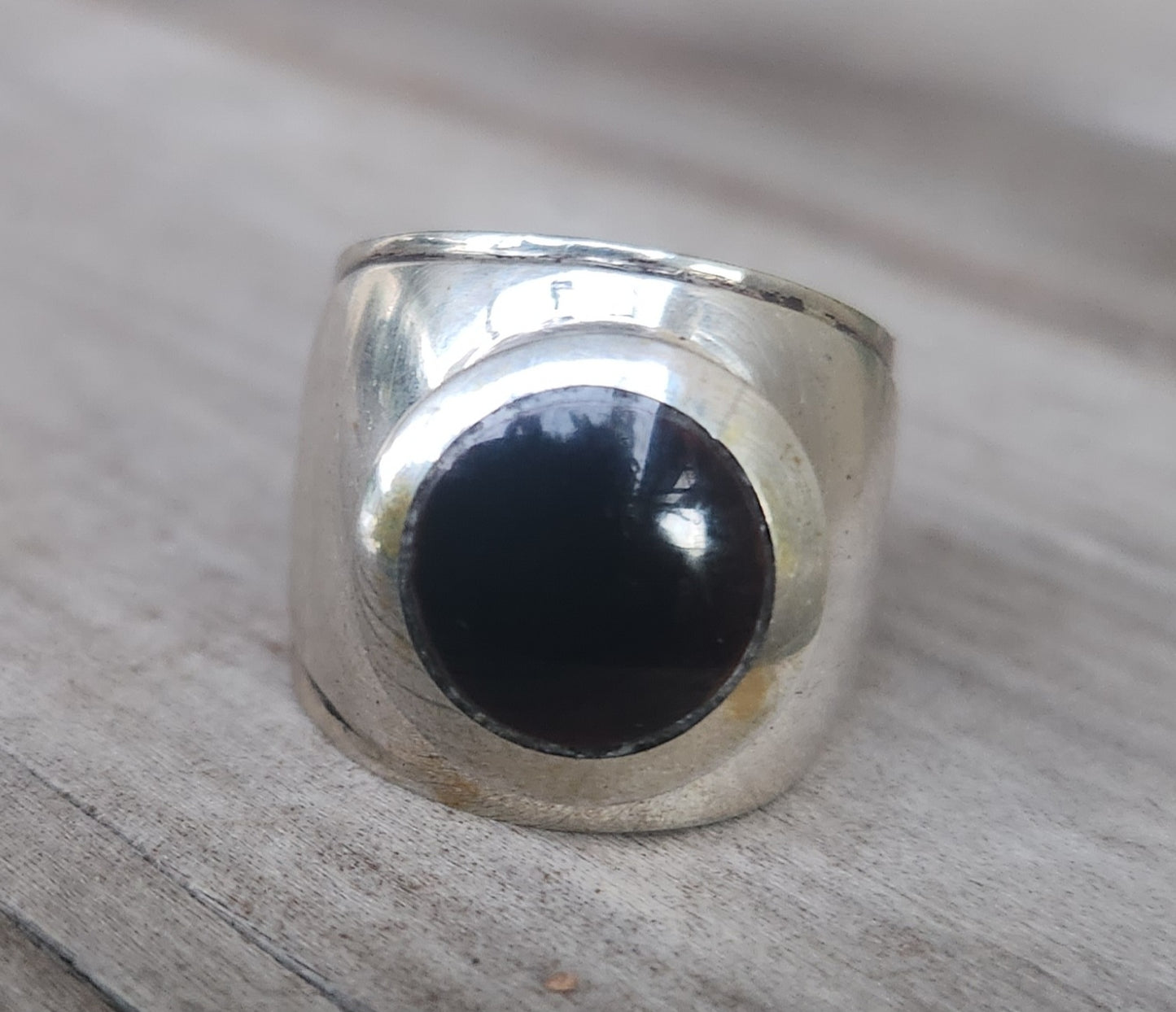 wide silver ring,925 sterling silver,red coral or black enamel