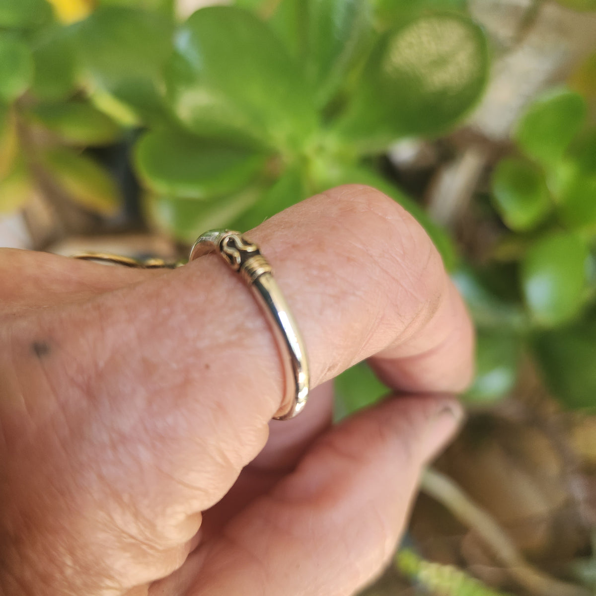 Two tone stacking ring,solid 9ct/9k gold and sterling silver,thin stacker ring,