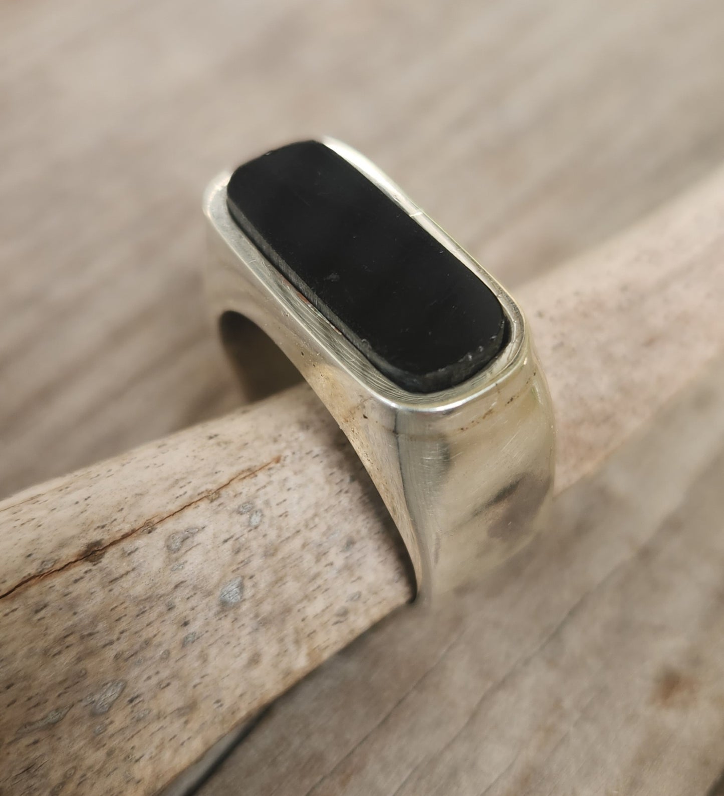 Large Rectangle ring,black acyrlic ring,sterling silver,chunky,handmade,Micheal Hutchence inxs