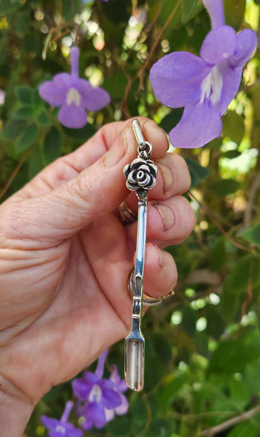 Rose spoon pendant, 925 sterling silver,Hopi,mapacho,nicotiana rustica,owl,Mushroom swallow,bluebird,eagle p spoon key ring,spice spoon,handmade