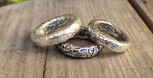 Beaten silver band,925 sterling silver,solid hammered silver halo ring,unisex