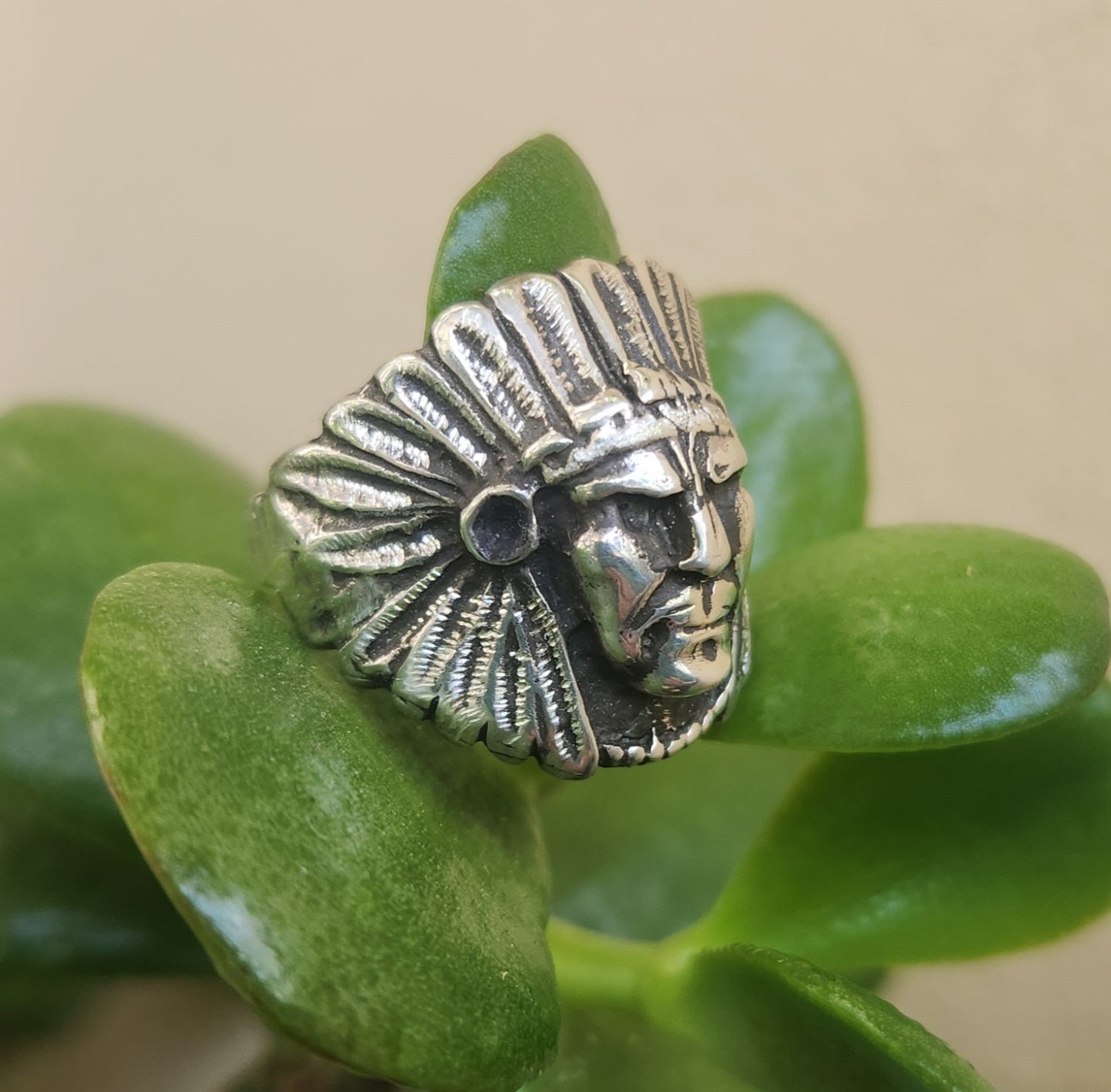Indian chief ring,925 sterling silver,tribal,handmade silver,boho,ethnic,Indian face,