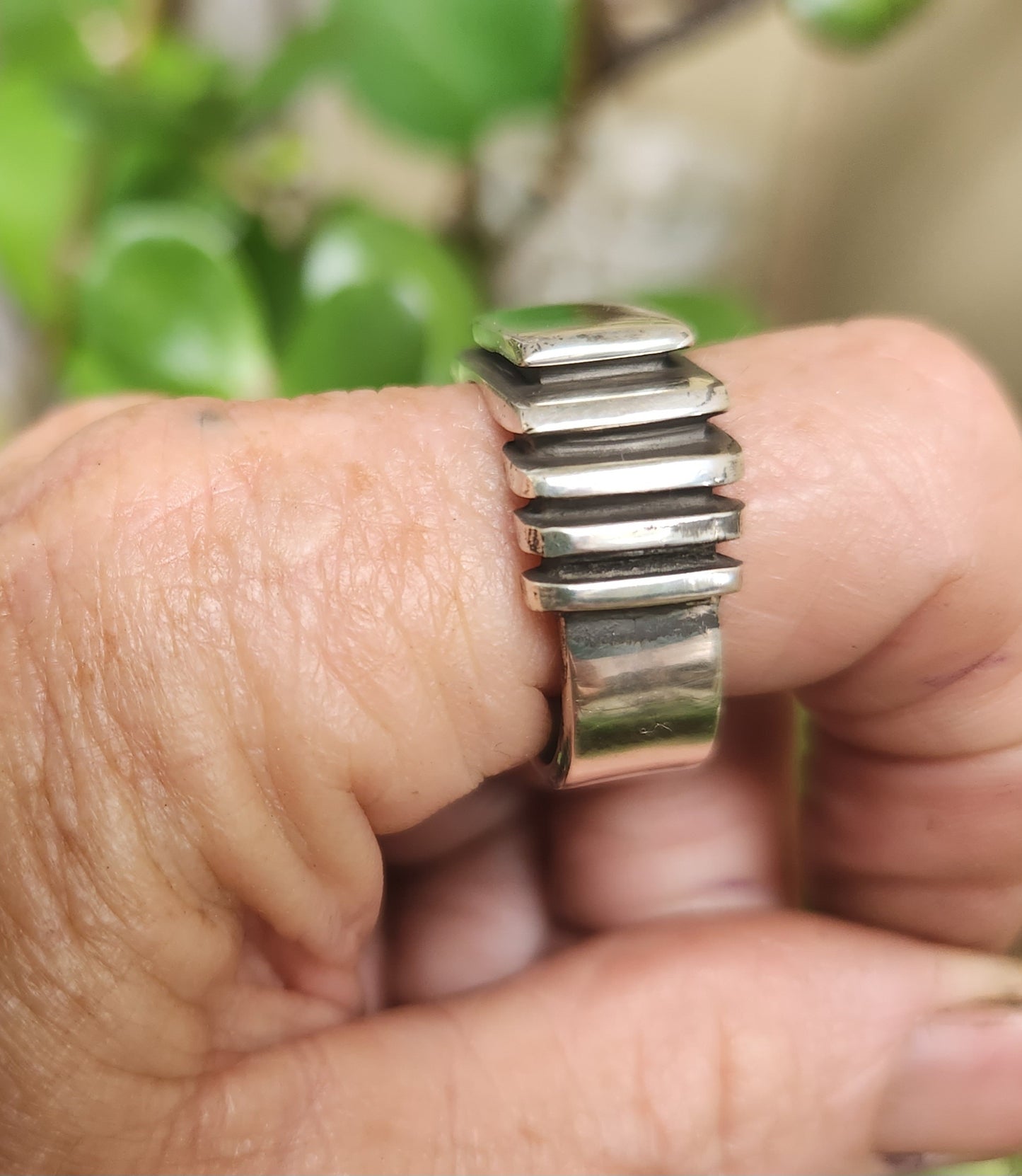Signet ring rectangle,925 solid sterling silver,rustic industrial chunky,handmade,boho,blank ring,plain silver signet,unisex