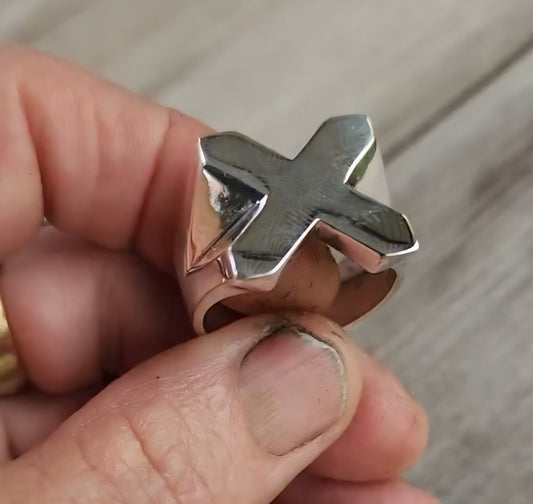 X solid ring,925 sterling silver,heavy X gen, X man ring, X generation.